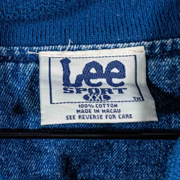 Lee Sport Denim Varsity Bomber Jacket Colorblock XXL VTG 90s Skate Hip Hop Baggy - Picture 7 of 8